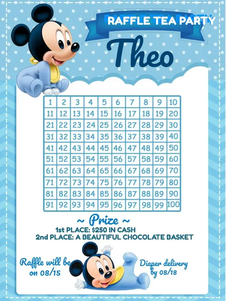Mickey Mouse Baby Shower Raffle Whatsapp invitation