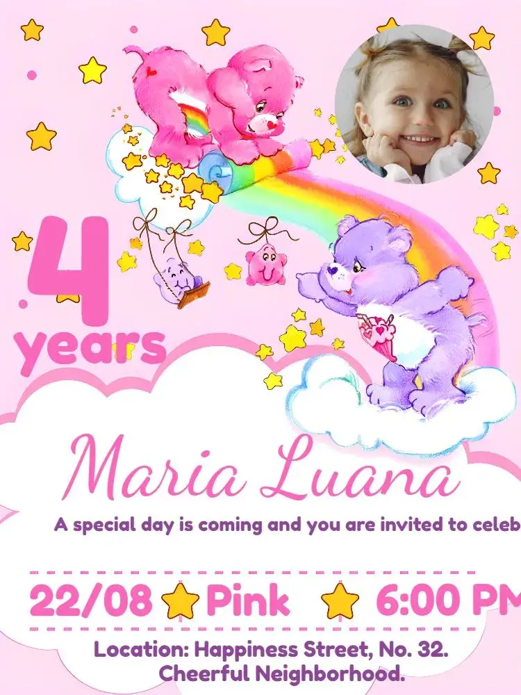 Cuddly Bears With Iris Photo invitation