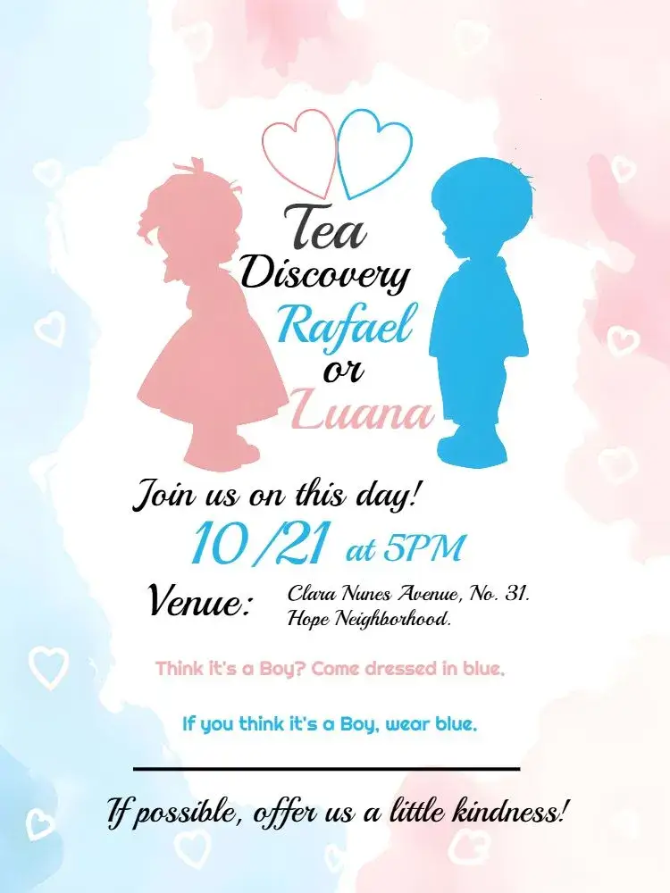 Invitation Blue Girl Or Boy Gender Reveal Tea Party – Gender Reveal theme blue, playful, modern, fun, colorful
