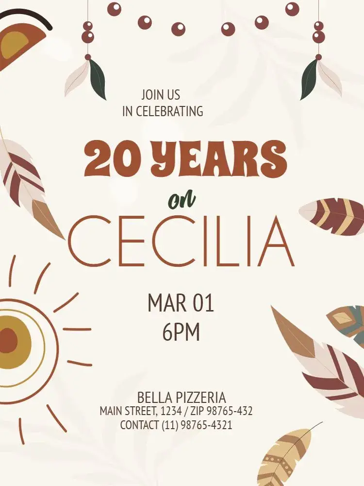 20 Years Adult invitation