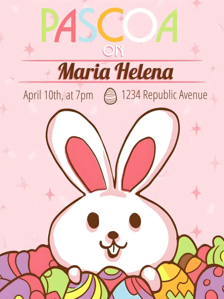 Invitation Páscoa Aos – Commemorative Dates theme colorful, cheerful, festive, playful, modern