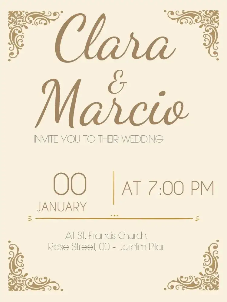 Invitation Classic Arabesque Digital Wedding – Wedding theme golden, elegant, romantic, modern, delicate, arabesque