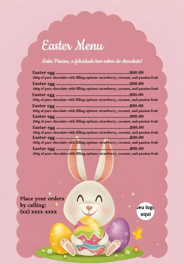 Invitation Easter Eggs Purple Bunny Menu – Commemorative Dates theme purple, pink, fun, colorful, Easter, bunny