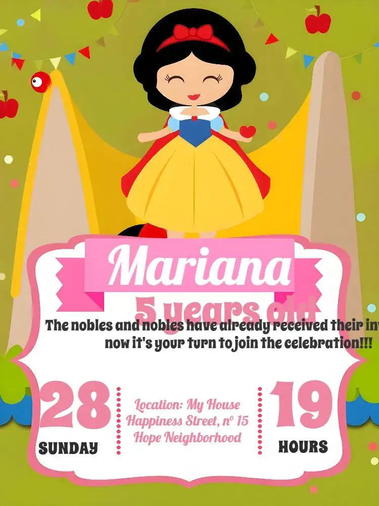 Invite Snow White Princess editable and customizable