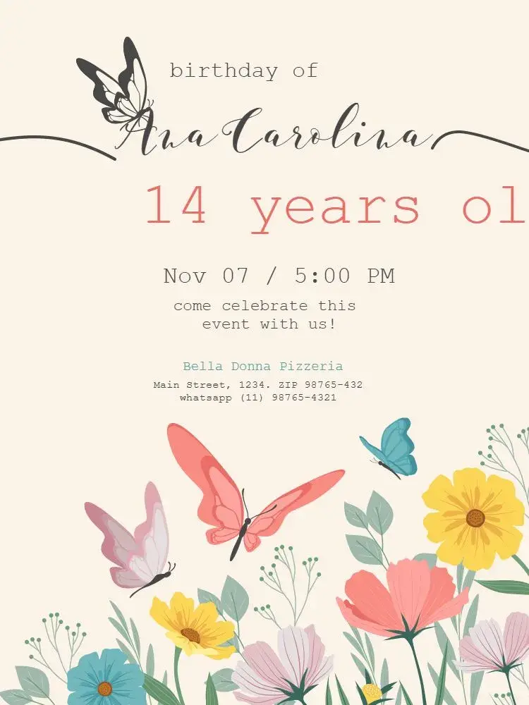 S Delicate Floral Butterfly invitation