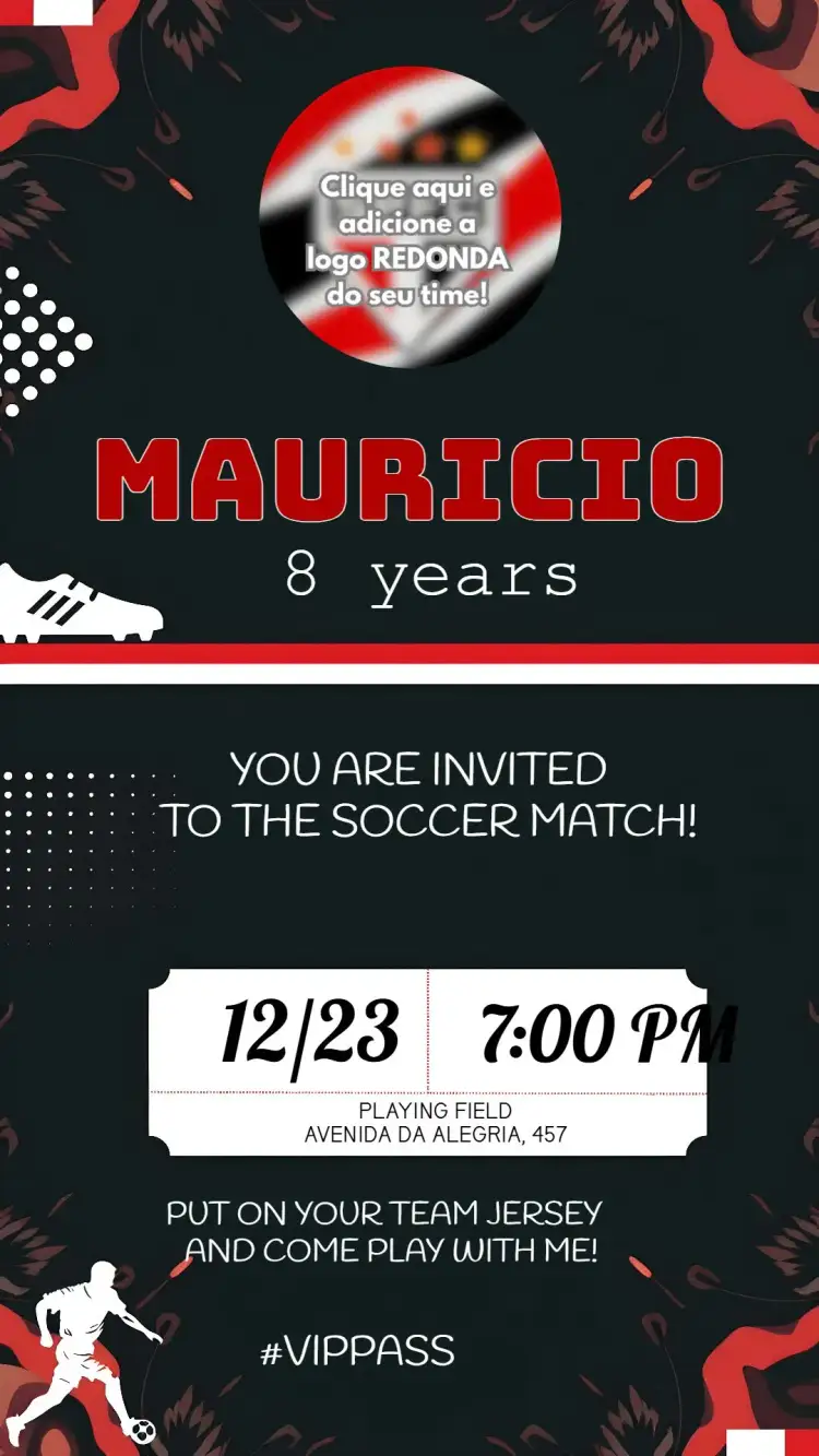 Invitation São Paulo Soccer – Commemorative Dates theme soccer, tricolor, modern, dynamic, vibrant, sporty