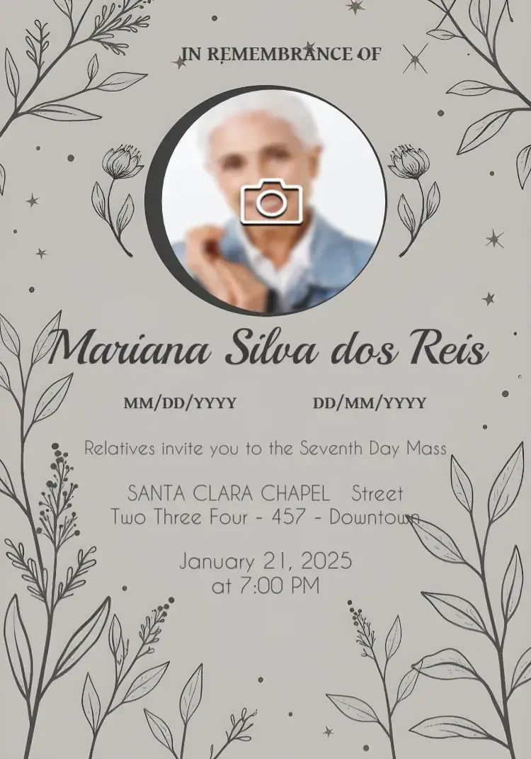Seventh Day Mass With Photo Tribute invitation