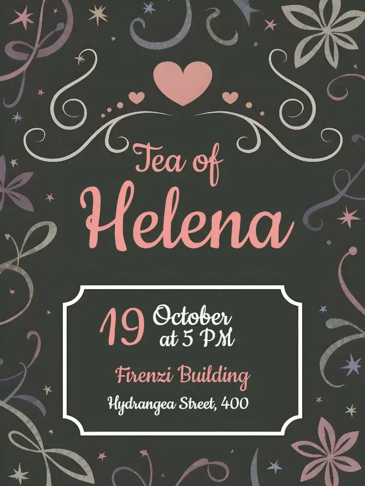 Invitation Bridal Shower Hearts Floral Tea – Bridal Shower theme floral, pink, romantic, elegant, modern, delicate