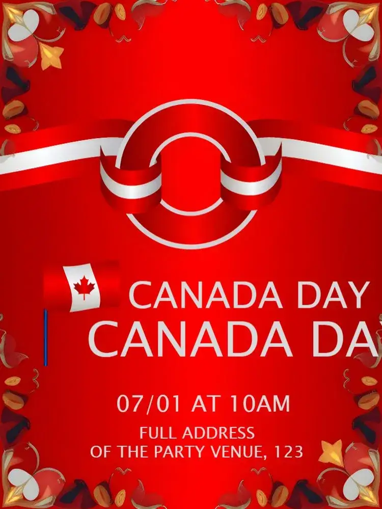Invitation Canadian Canada Day – Commemorative Dates theme modern, vibrant, themed, colorful, festive