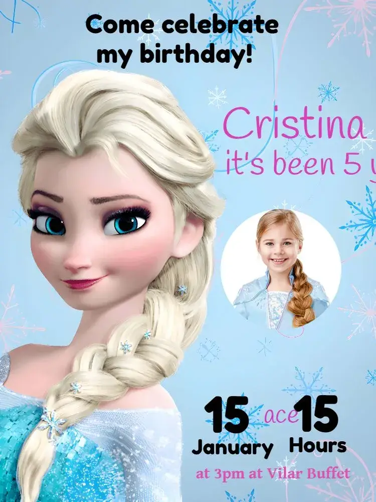 Frozen With Blue Photo invitation