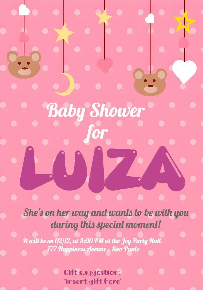 Baby Shower Pink Teddy Bear Pregnancy invitation