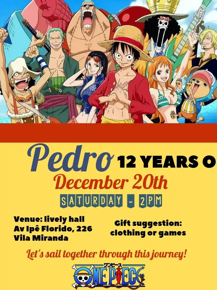 One Piece Naruto invitation