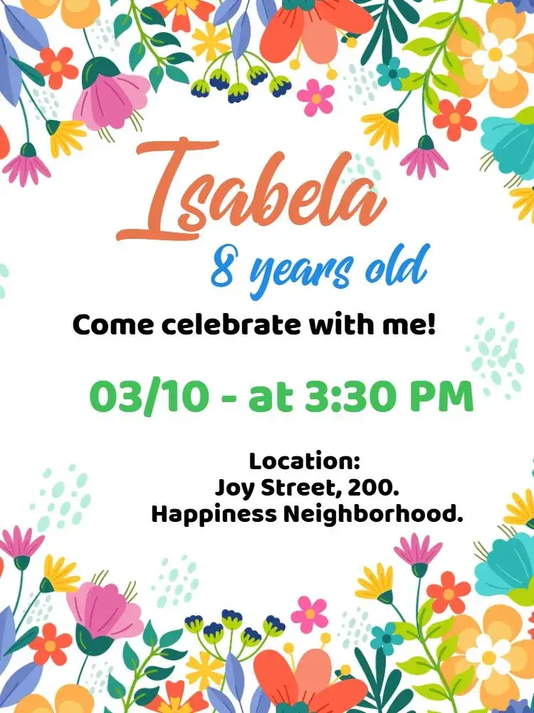 Invitation Colorful Tropical Floral Birthday – Birthday theme floral, tropical, colorful, delicate, garden