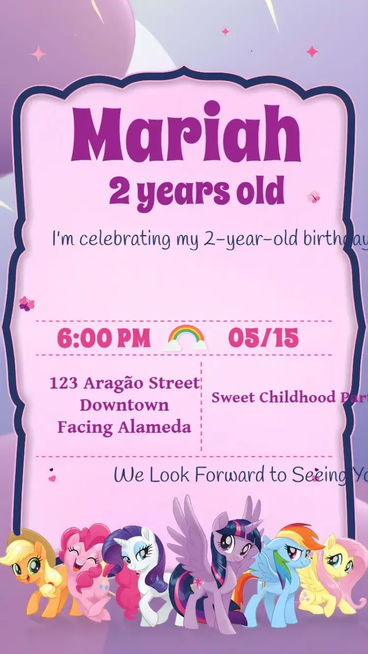 My Little Pony Pie invitation