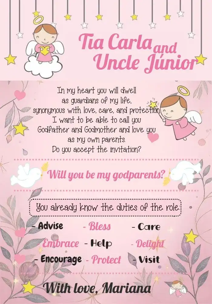 Godparents Little Angel Pink