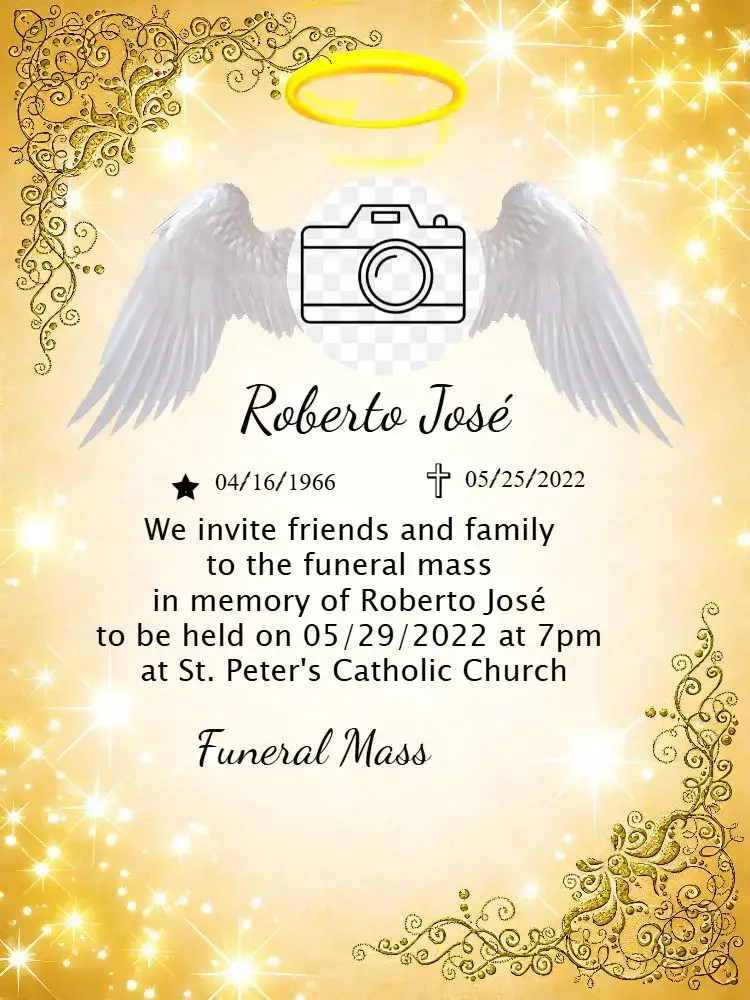 Funeral Mass With Digital Photo invitation
