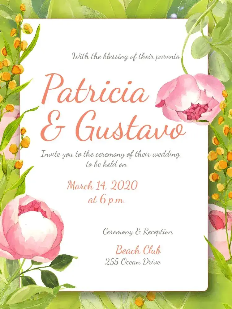 Watercolor Floral Wedding invitation