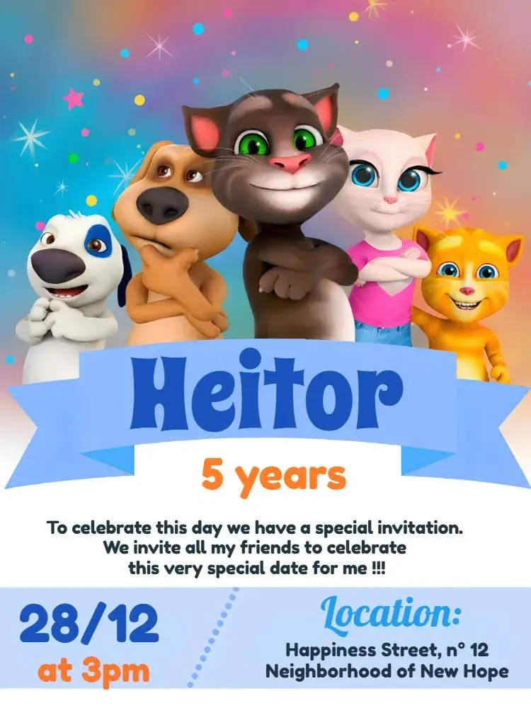 My Talking Tom Game invitation