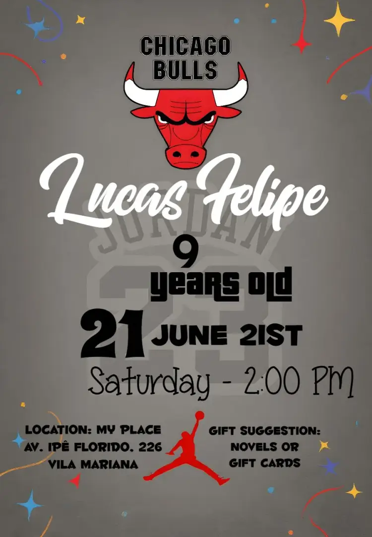 Chicago Bulls NBA Basketball invitation