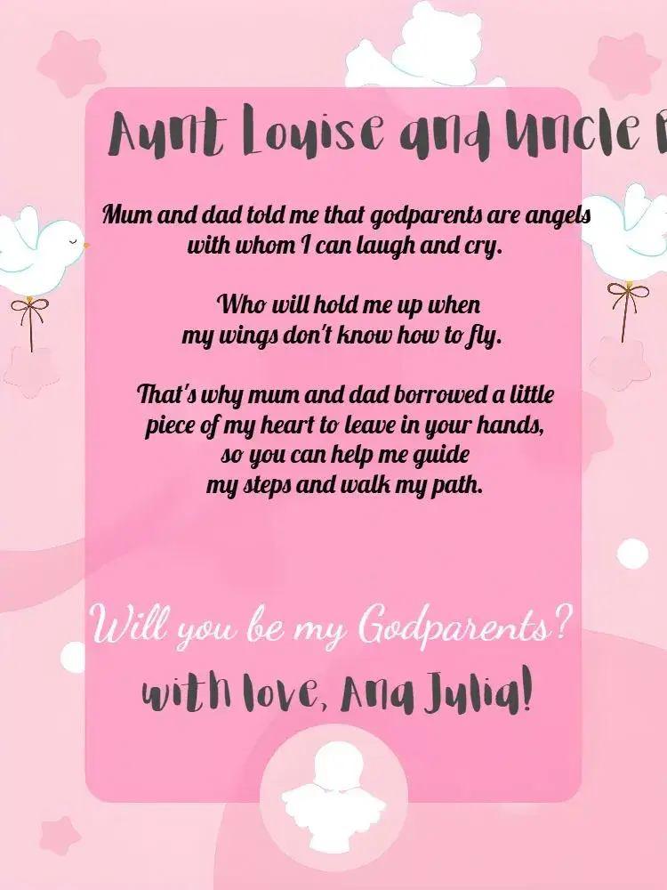 Invitation Godparents Of White Baptism – Baptism theme white, delicate, angels, religious, colorful, elegant