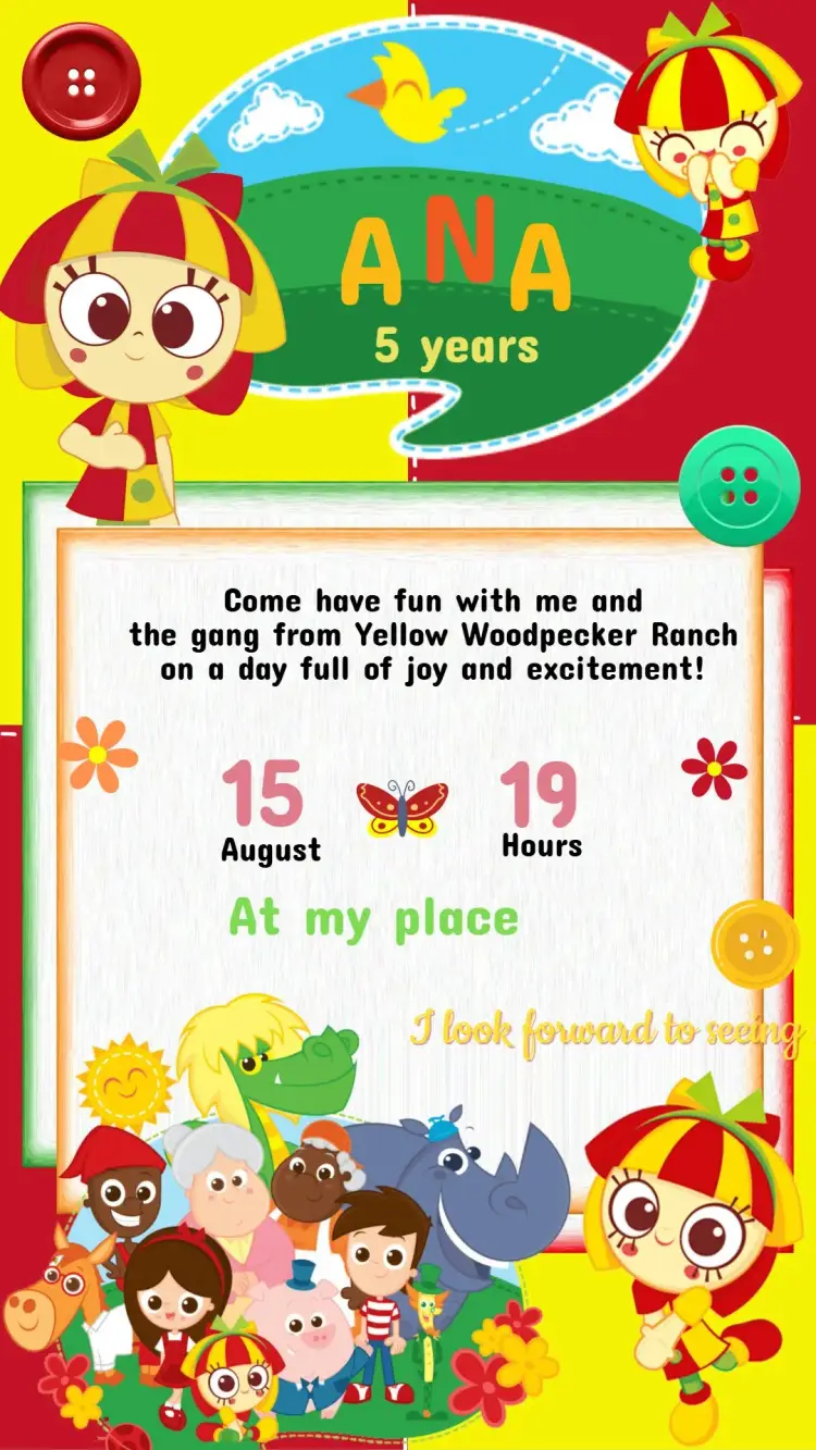 Birthday Invitation Yellow Woodpecker Ranch