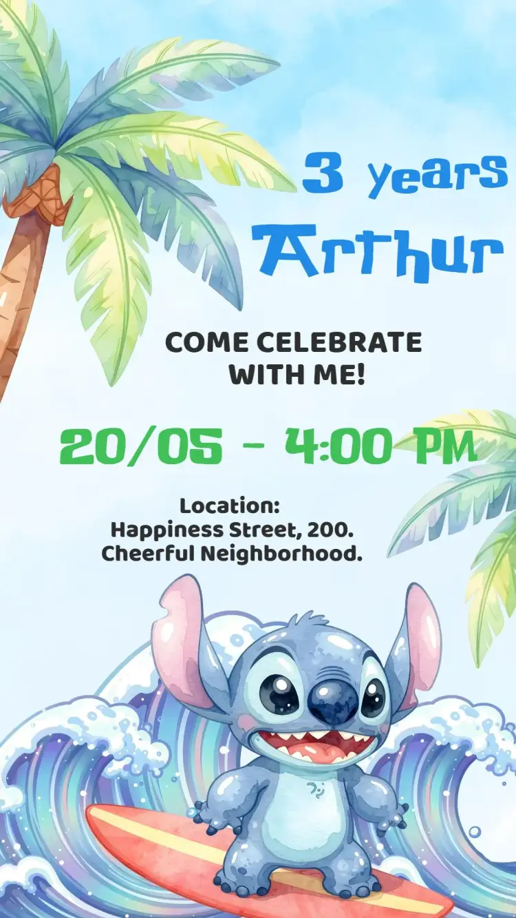 Stitch Surf Digital Invitation