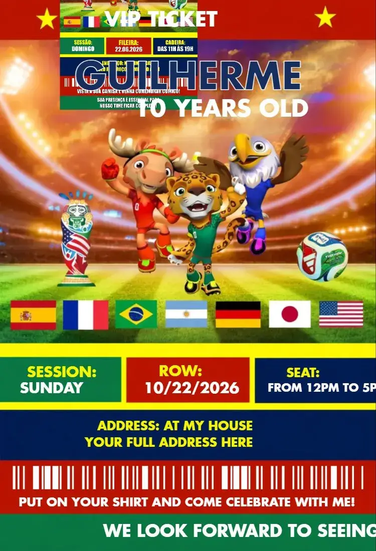Invite World Cup 12 editable and customizable