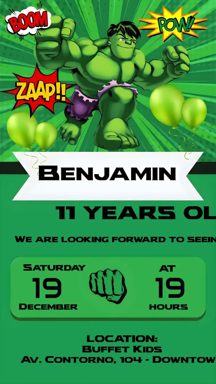 Hulk invitation