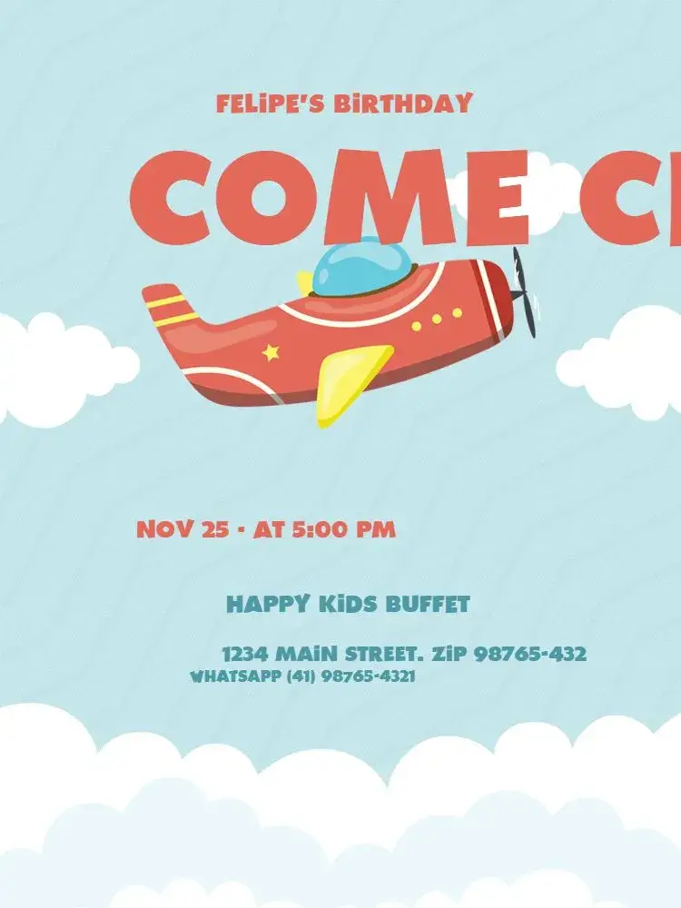 Boys' Red Airplane Kids Gathering invitation