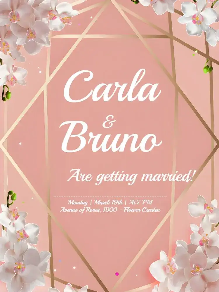 Minimalist Pink And Gold Wedding Couple