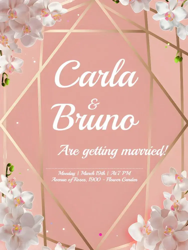 Minimalist Pink And Gold Wedding Couple invitation