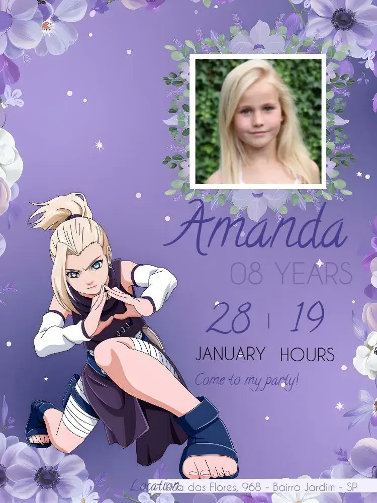 Ino Naruto With White Photo invitation