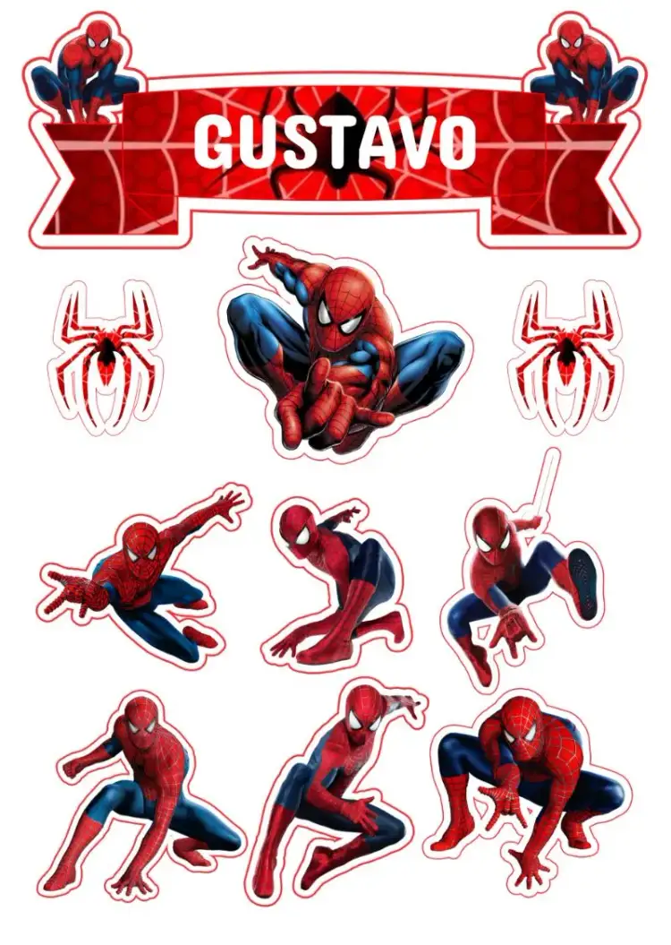 Invitation Spider-Man Cake Topper to Print – Cake topper theme colorful, superheroes-themed, childish, fun, modern