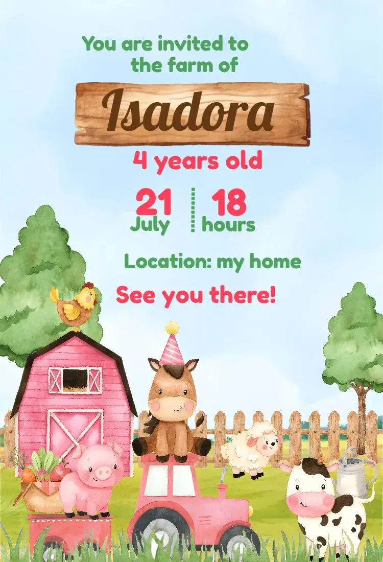 Little Colorful Farm invitation