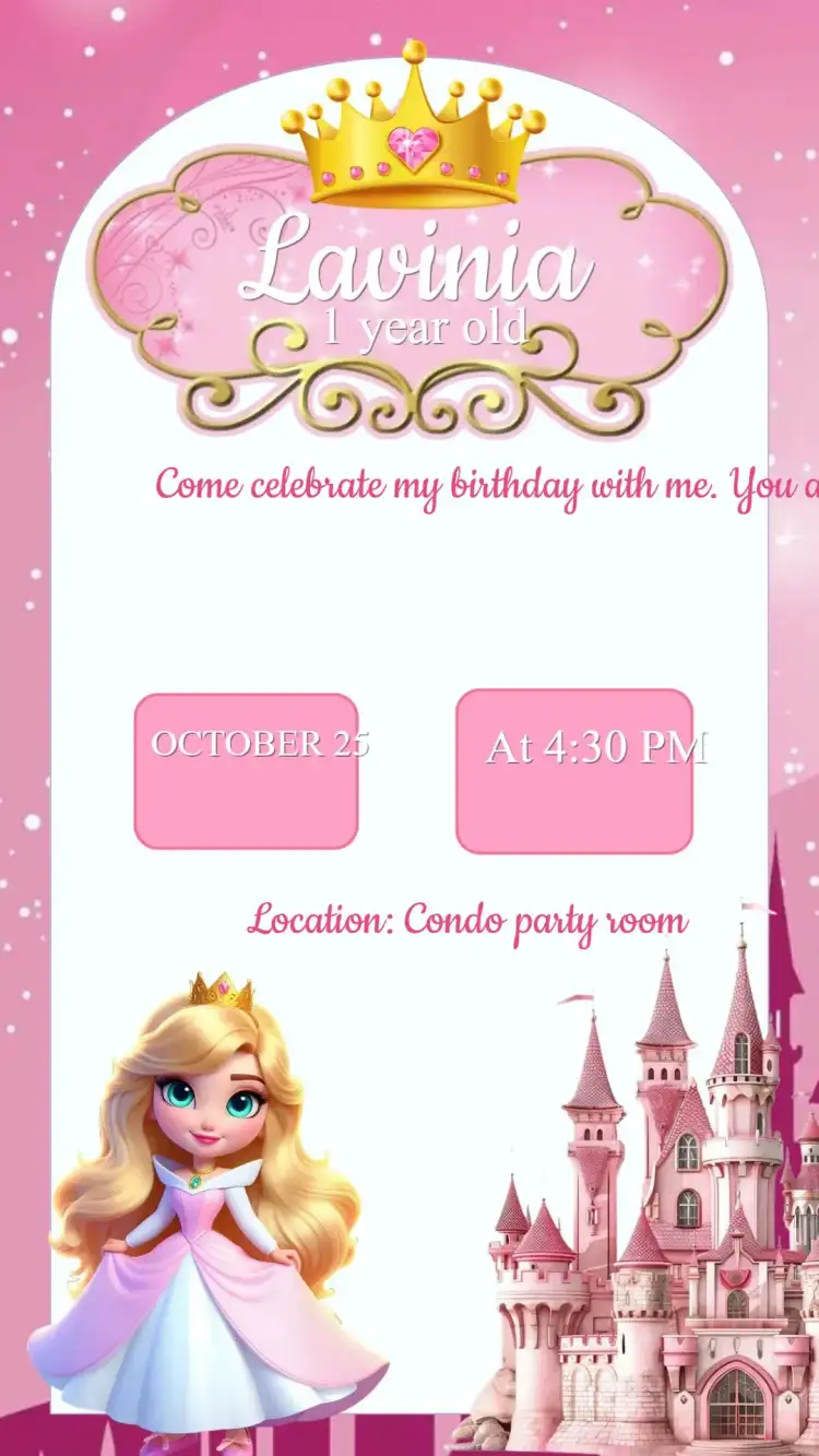 Sleeping Beauty Baby Birthday Invitation
