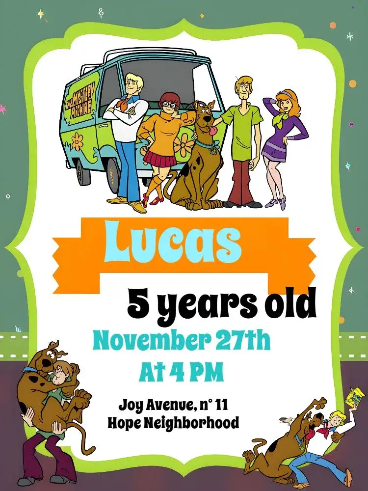Invitation Orange Scooby Doo – Most searched for theme fun, colorful, themed, childlike, lively