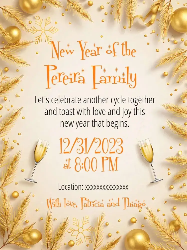 Golden New Year invitation