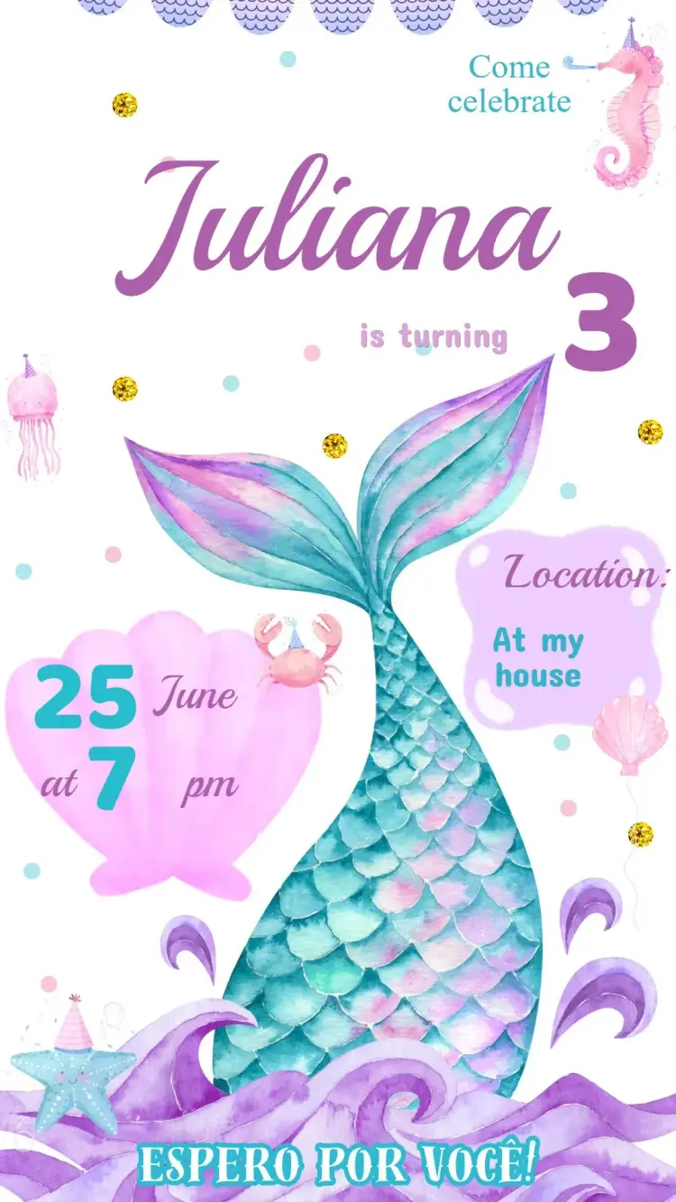 Mermaid Under the Sea Birthday Invitation