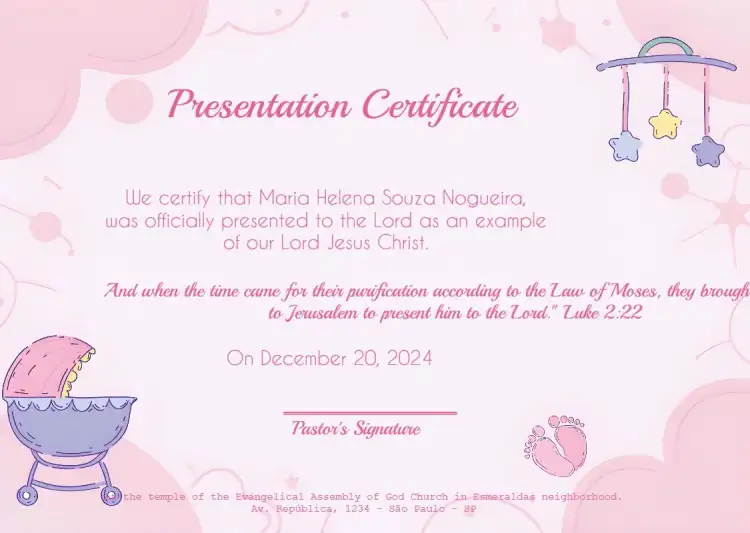 Certificate Presentation Assembly Church