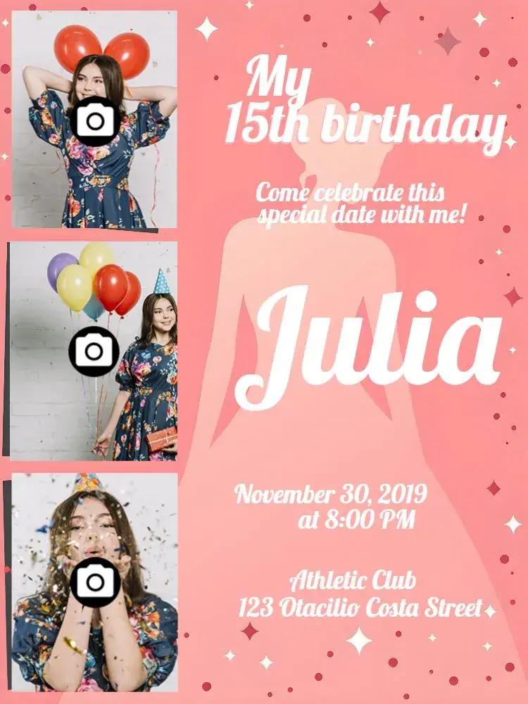 15 Years With White Photo invitation
