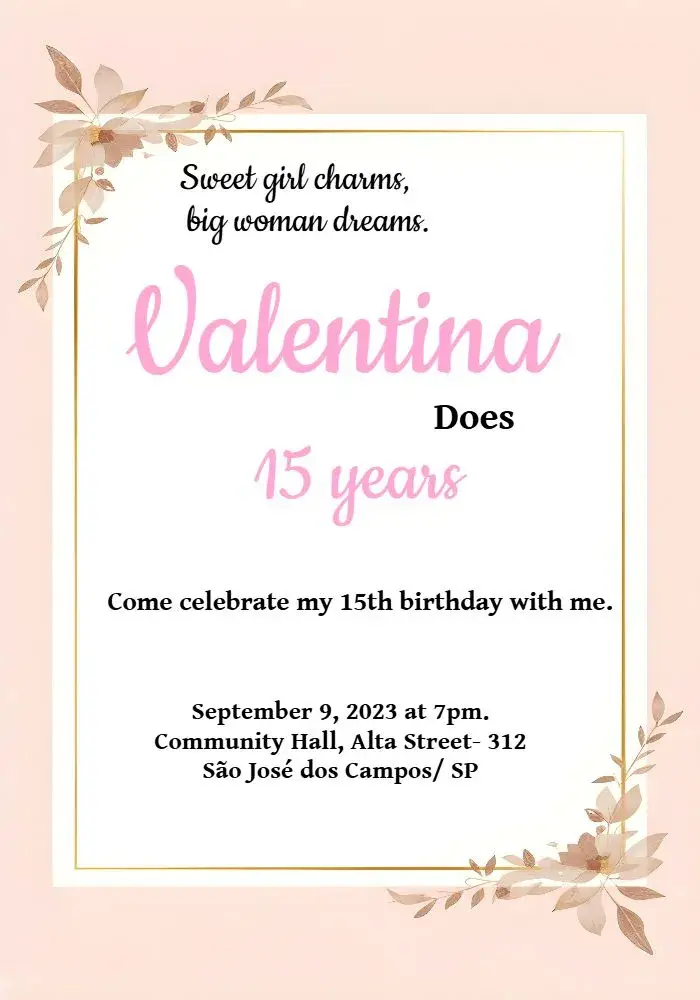 15 Years Black Glitter invitation