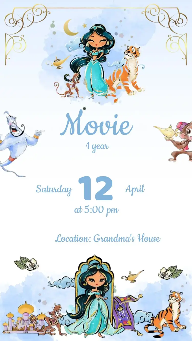 Princess Jasmine Birthday Invitation