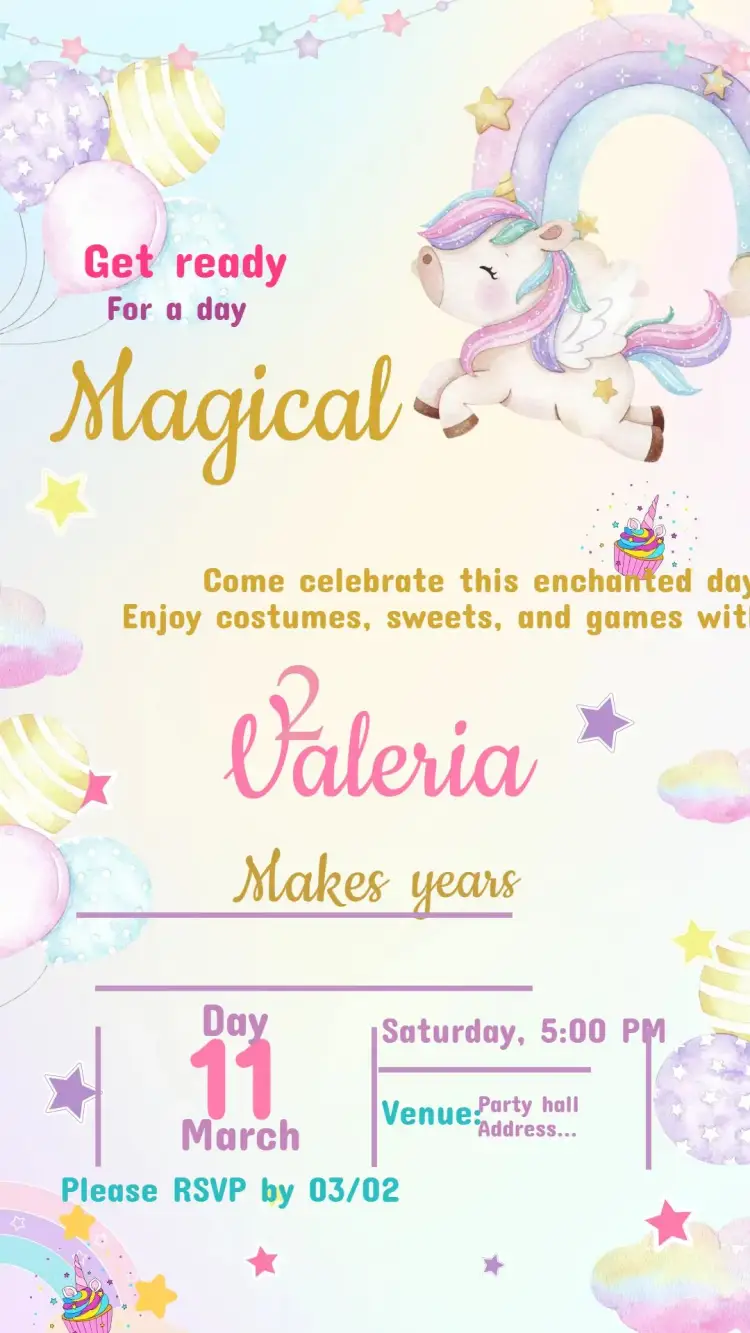 Unicorn Birthday Invitation