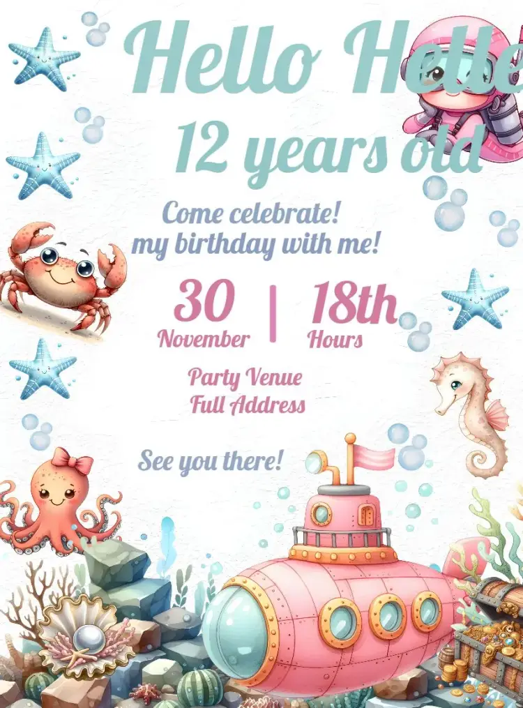 Colorful Underwater World invitation