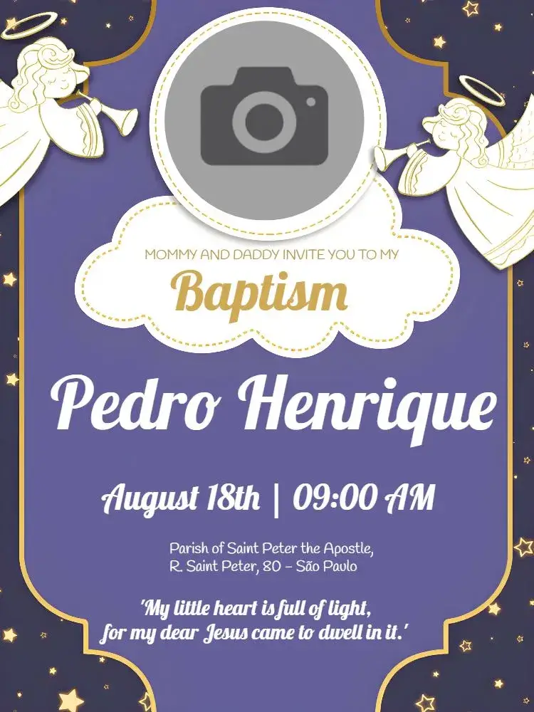 Baptism With Purple Photo invitation