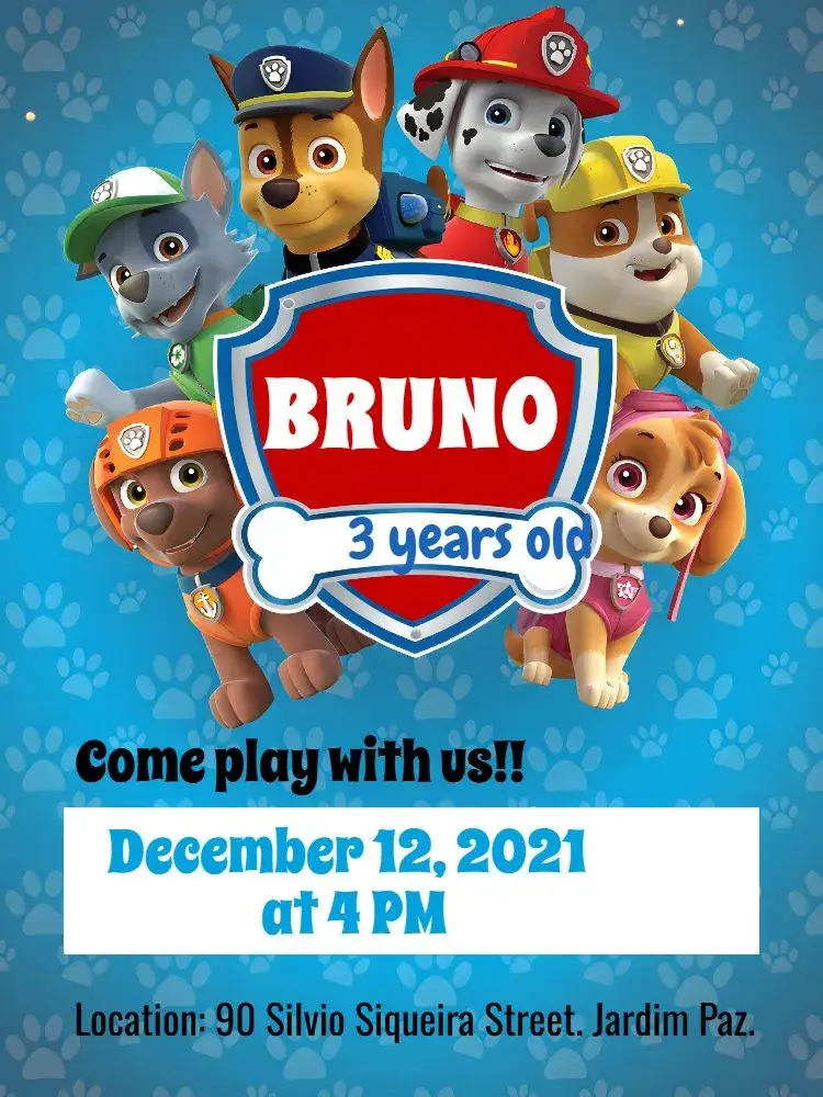 Zuma Paw Patrol invitation