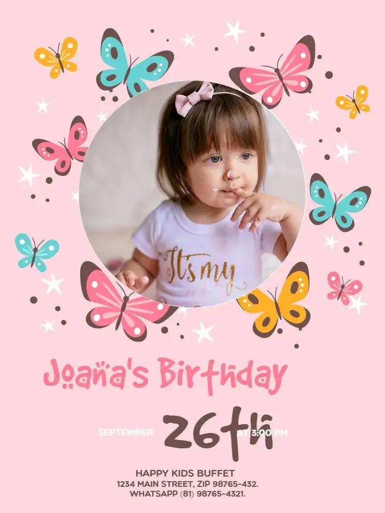 Invitation Virtual Kids Playful – Kids' Birthday Party theme delicate, feminine, playful, colorful, childlike, modern