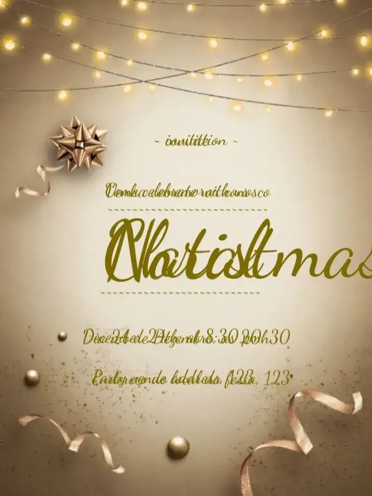 Invitation Christmas Natalina – Commemorative Dates theme red and green, golden, minimalist, vintage, snow, stars