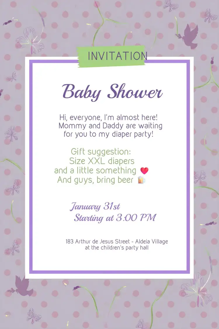 For Lavender Lilac Baby Shower