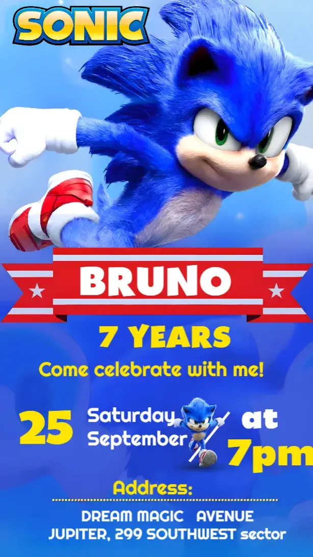 Sonic Movie invitation